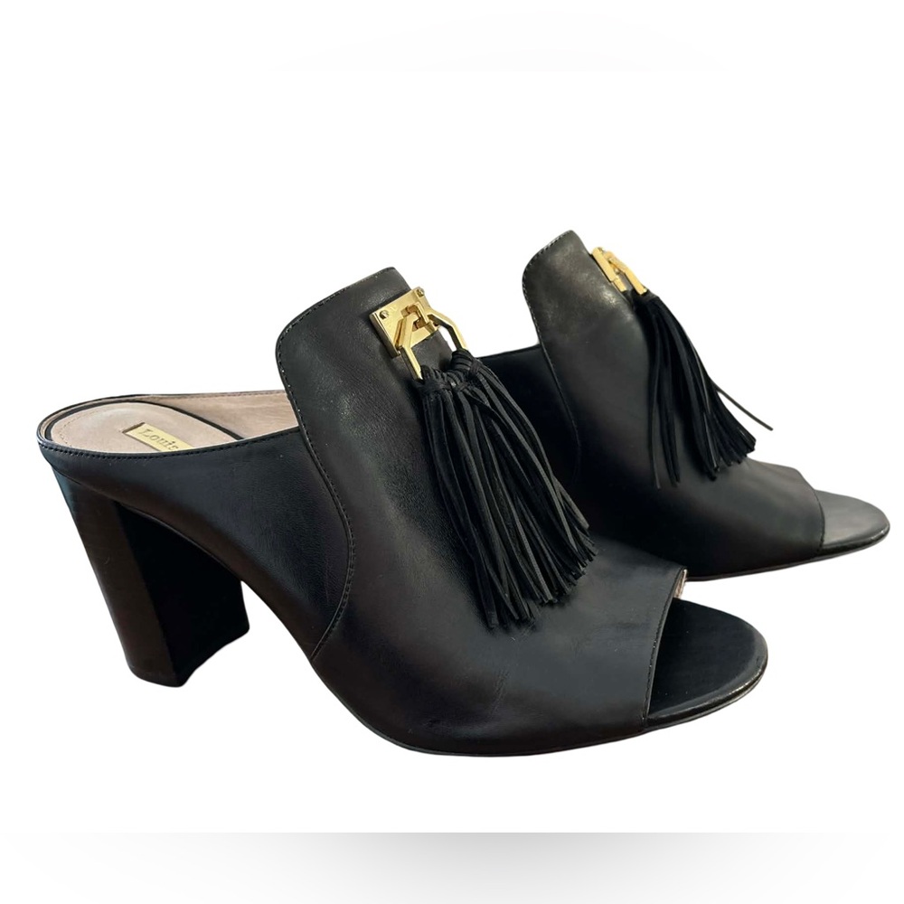 Louise et Cie Kemi Block Heel Sandal Leather with Gold Accent